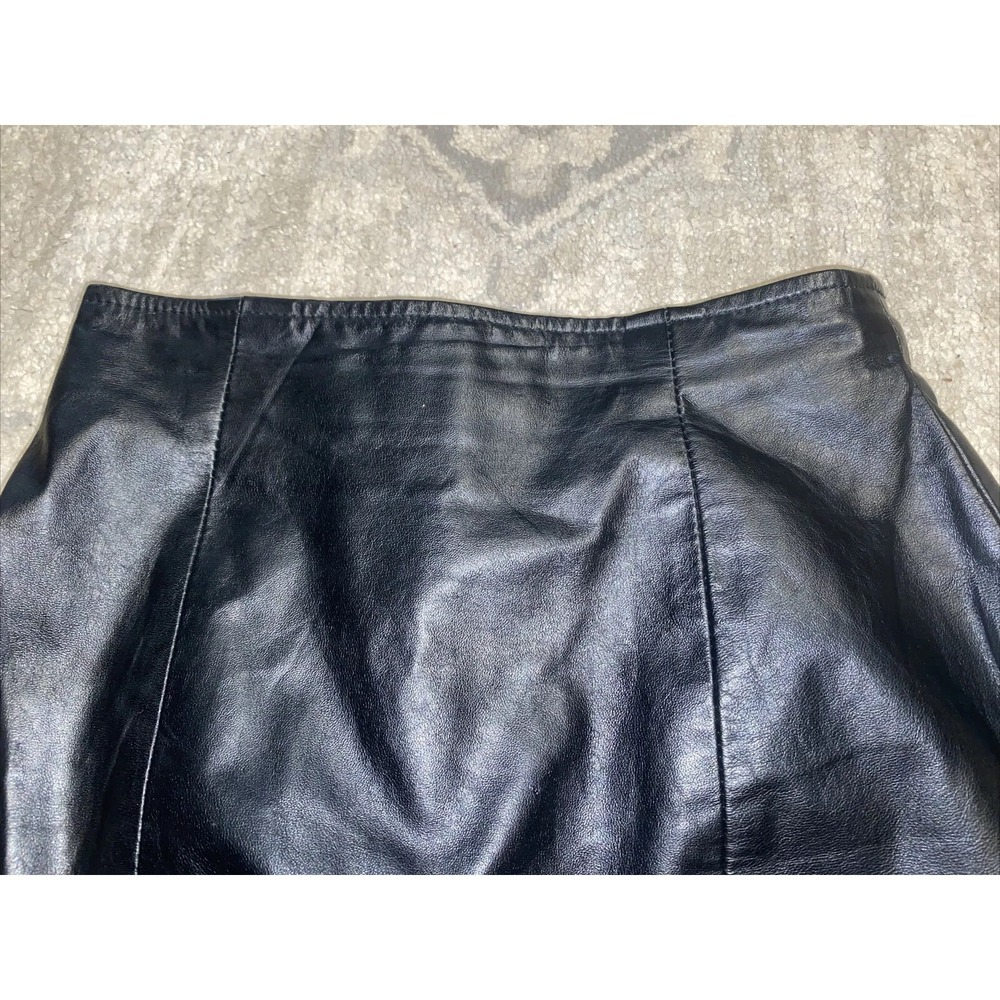 Vintage Byrnes & Baker Sz 4 Black Leather Lined Pencil Skirt Womens - Picture 3 of 6